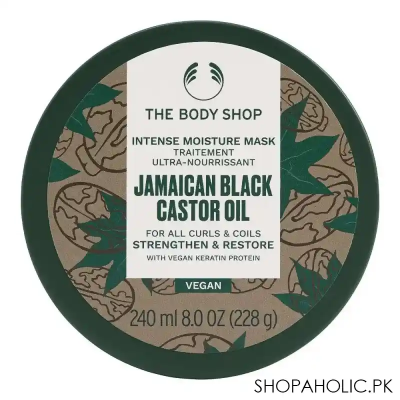 the body shop jamaican black castor oil vegan intense moisture mask, for all curls & coils, 240ml main image