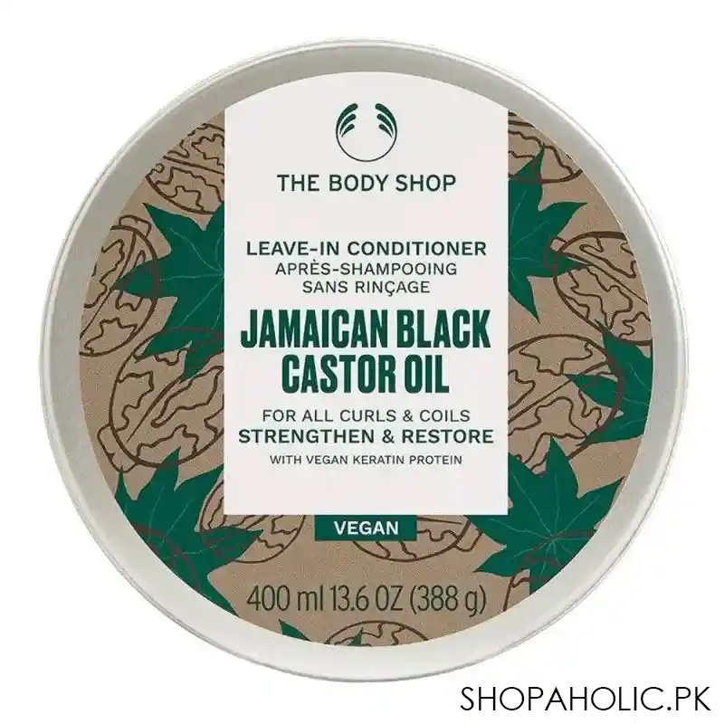 the body shop jamaican black castor oil vegan leave in conditioner, for all curls & coils, 400ml main image