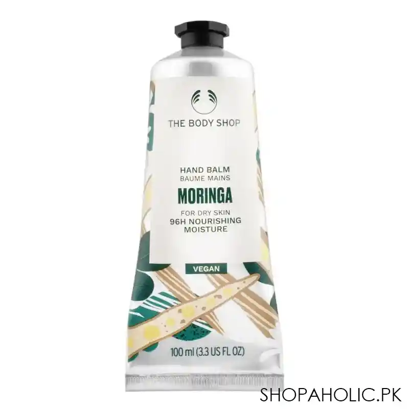 the body shop moringa 96 hours nourishing moisture hand balm, vegan, for dry skin, 100ml main image