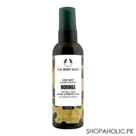 the body shop moringa shine & protection vegan hair mist, for dull hair, 100ml main image