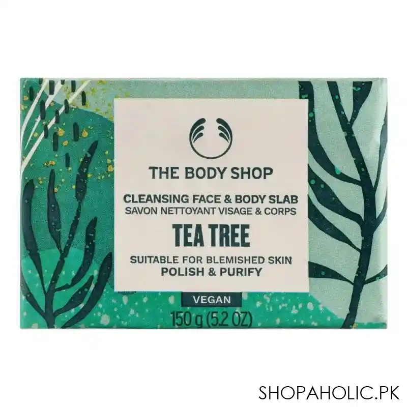 the body shop tea tree cleansing face & body slab, suitable for blemished skin, 150g image2
