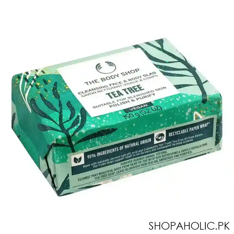 the body shop tea tree cleansing face & body slab, suitable for blemished skin, 150g main image