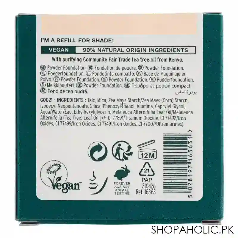 the body shop tea tree face base vegan skin clarifying powder foundation refill, light 1w, 9g image3
