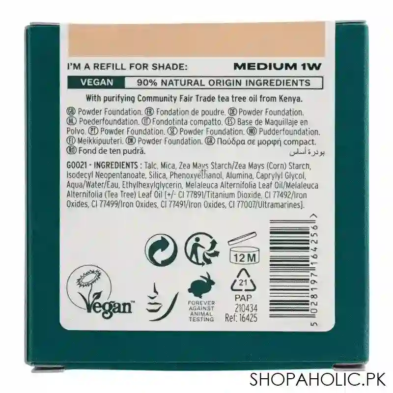 the body shop tea tree face base vegan skin clarifying powder foundation refill, medium 1w, 9g image3
