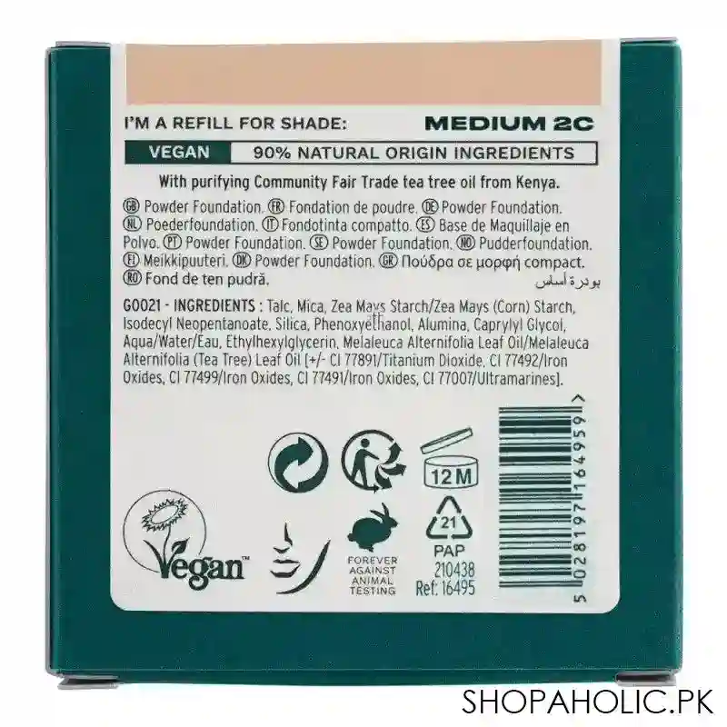 the body shop tea tree face base vegan skin clarifying powder foundation refill, medium 2c, 9g image3