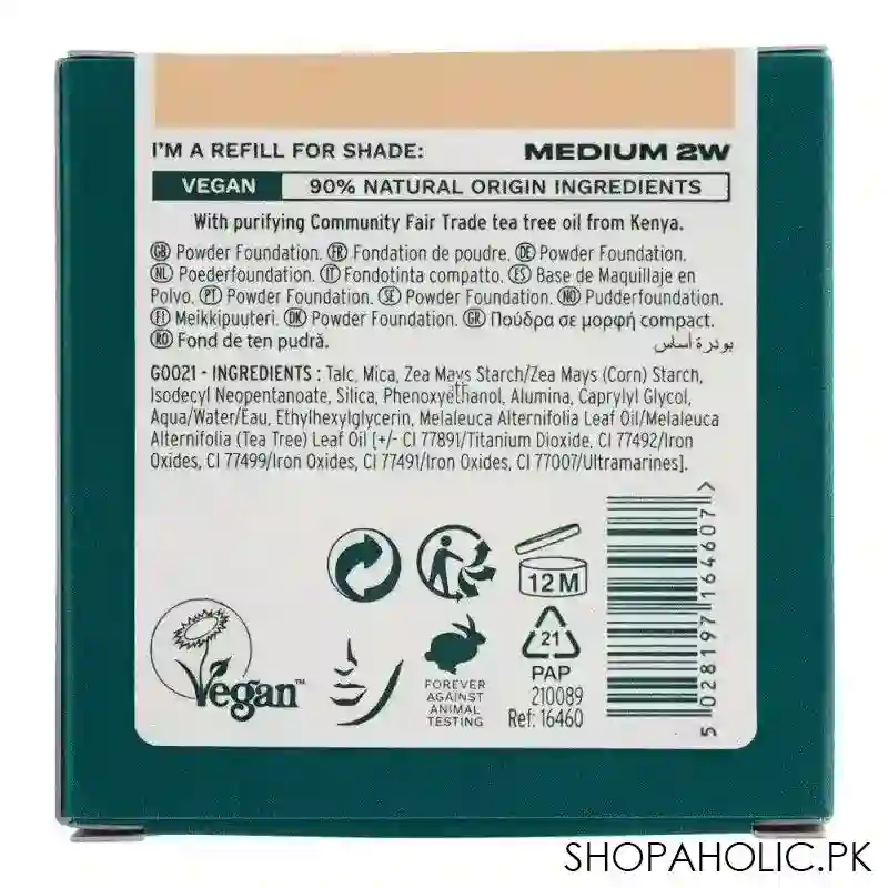 the body shop tea tree face base vegan skin clarifying powder foundation refill, medium 2w, 9g image3