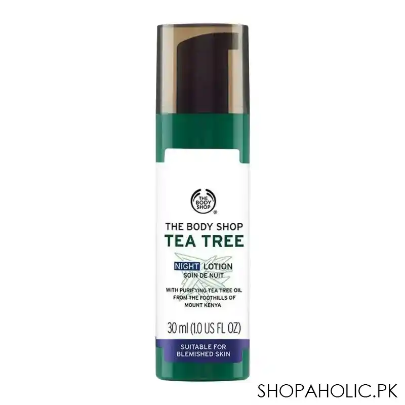 the body shop tea tree night lotion, suitable for blemished skin, 30ml main image