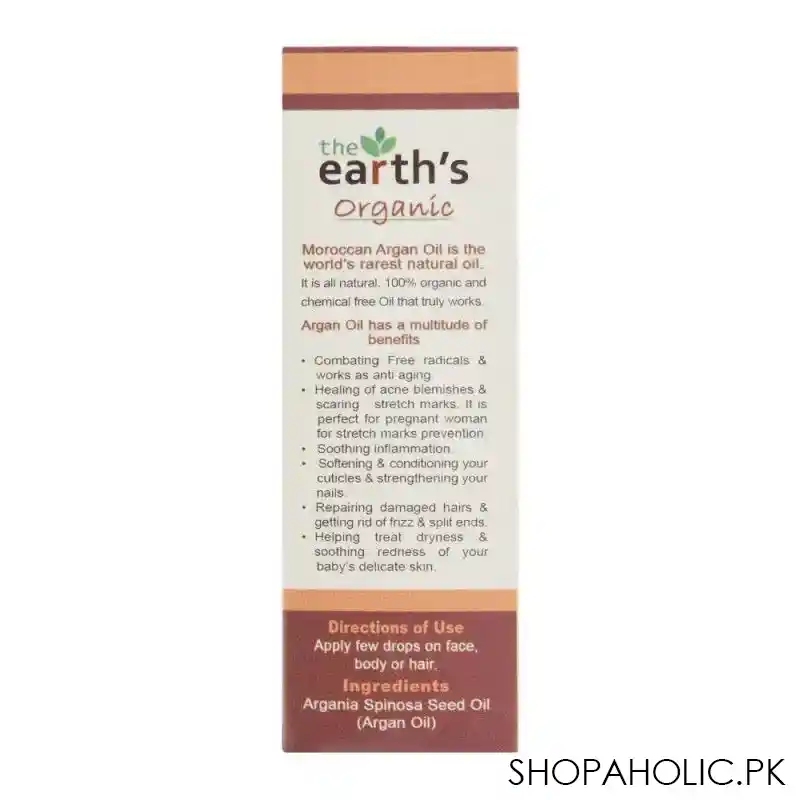 the earth's organic moroccan multi purpose argan oil, 40ml image2
