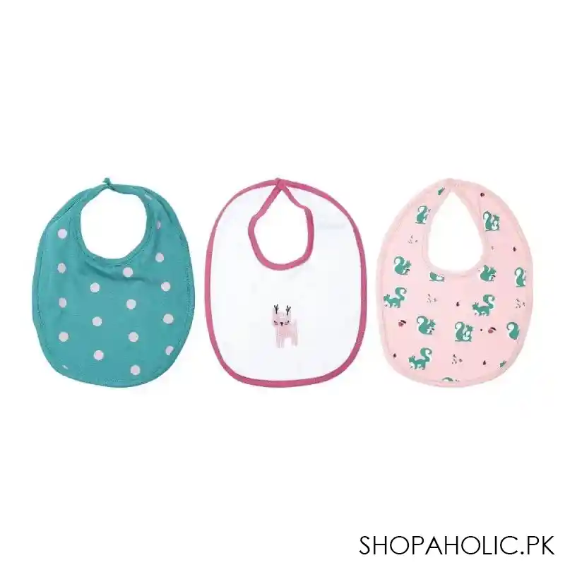 the nest autumn forest bib, deep jungle/white /rose cloud, 3 pack, 6858 main image