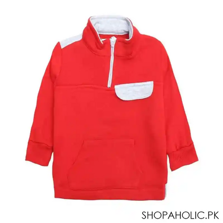 the nest games mock neck kangro pocket jacket high risk red main image