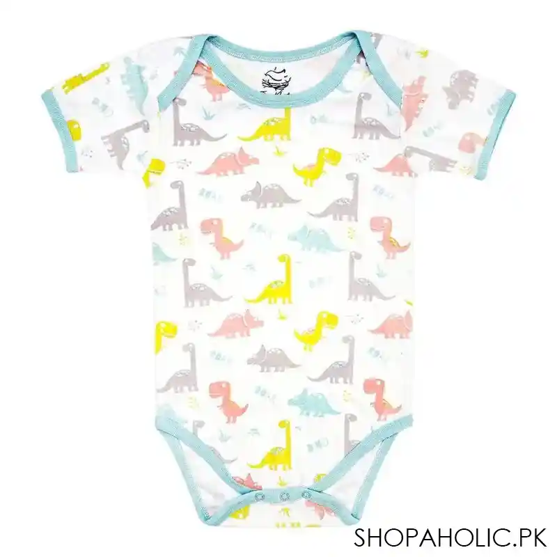 the nest interlock raw some dino short sleeve bodysuit, white, 6425 main image