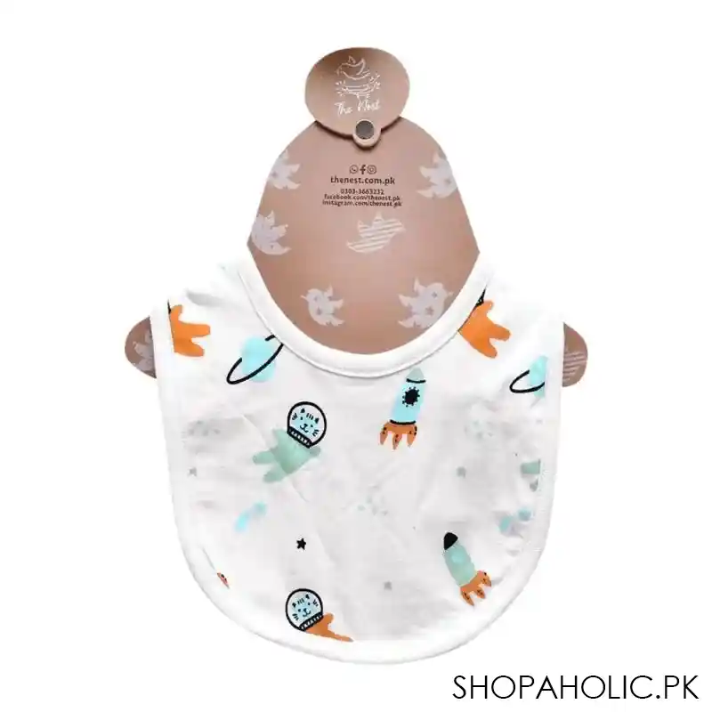 the nest off to the moon bib, white, 7011 main image