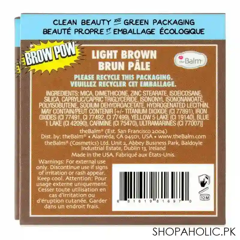 thebalm brow pow eyebrow powder, 1.2g, light brown image3