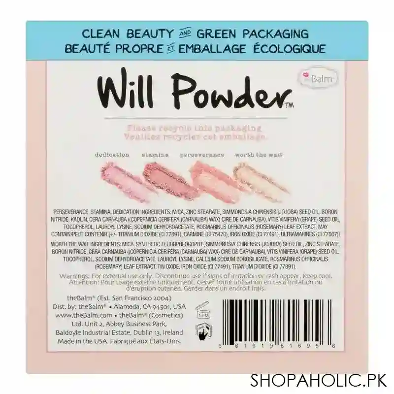 thebalm will powder blush quad, 10g image3