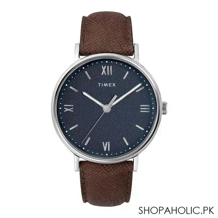 timex men's brown strap analog watch, tw2t34800 main image