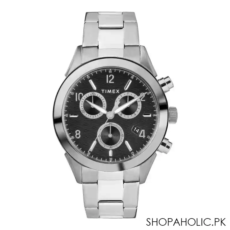 timex men's chrome round dial & bracelet chronograph watch, tw2r91000 main image