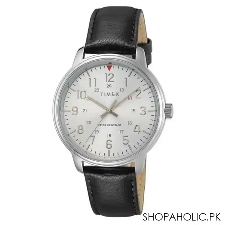 timex men's classics 43mm black leather strap watch, tw2r85300 main image