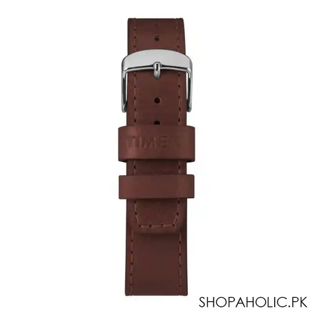 timex men's easy reader leather strap watch, brown   tw2r36000 image3
