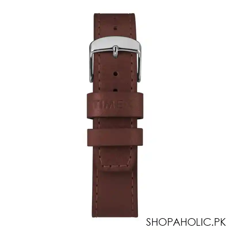 timex men's easy reader leather strap watch, brown   tw2r36000 image3