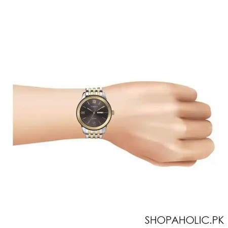 timex men's golden round dial with two tone bracelet analog watch, tw2t50500 image2