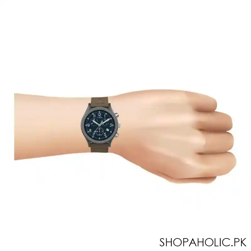 timex men's grey round dial with brown strap chronograph watch, tw2t68000 image2