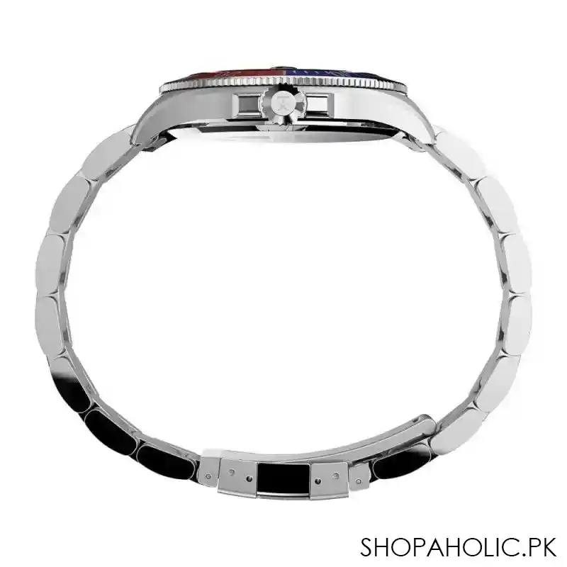 timex men's harborside coast 43mm chrome case red blue stainless watch, tw2u71900 image2
