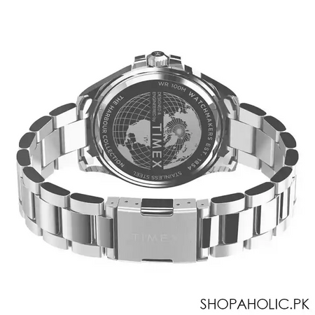 timex men's harborside coast 43mm chrome case red stainless watch, tw2u41700 image3