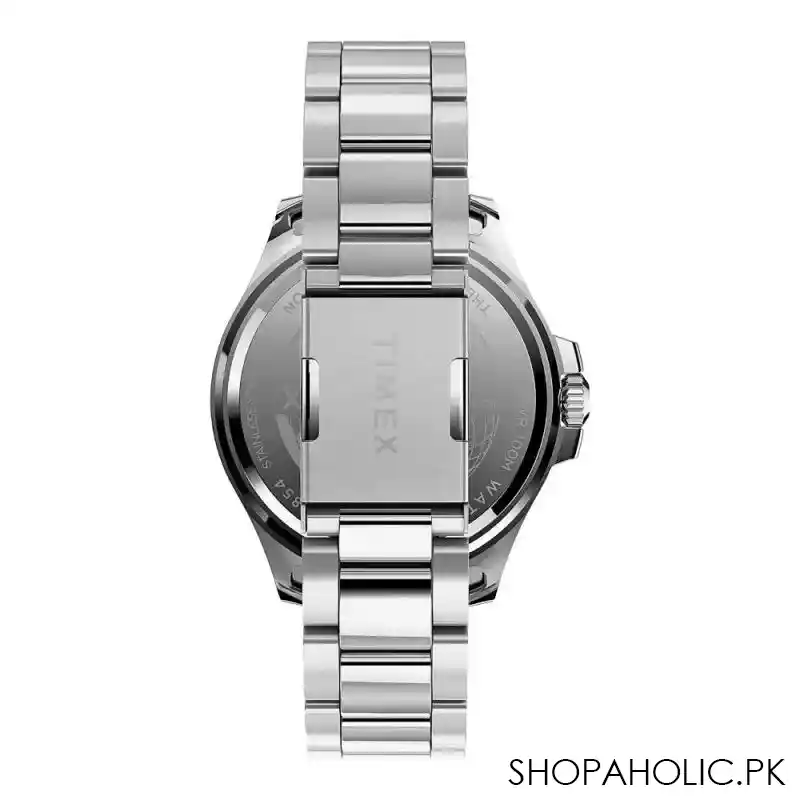 timex men's harborside coast 43mm chrome case silver green stainless watch, tw2u72000 image4