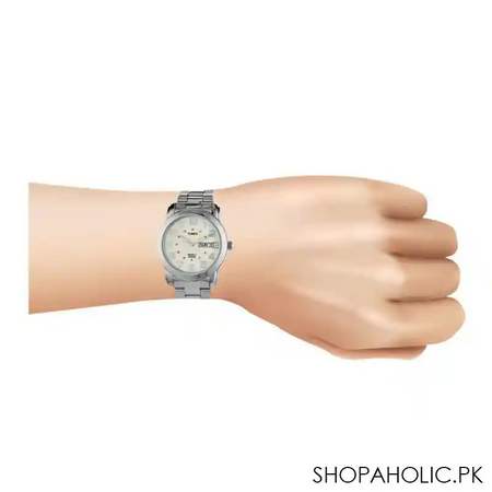 timex men's highland street, silver tone stainless steel bracelet watch   t2n437 image3