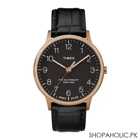 timex men's waterbury classic 40mm black leather strap watch, tw2r96000 main image