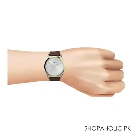 timex women brown strap analog watch, tw2t66700 image2