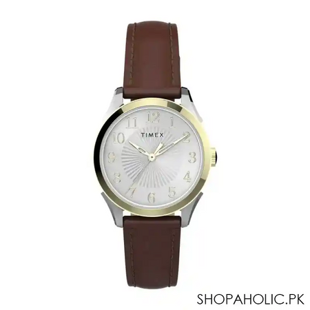 timex women brown strap analog watch, tw2t66700 main image