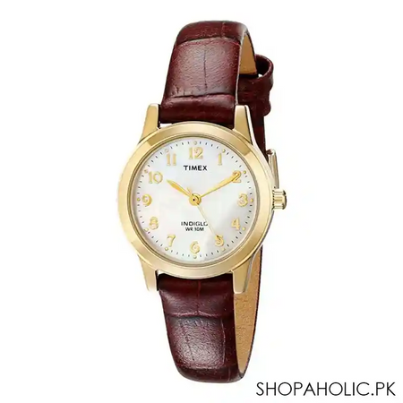 timex women's dress watch, elevated classic burgundy leather strap, t21693 main image