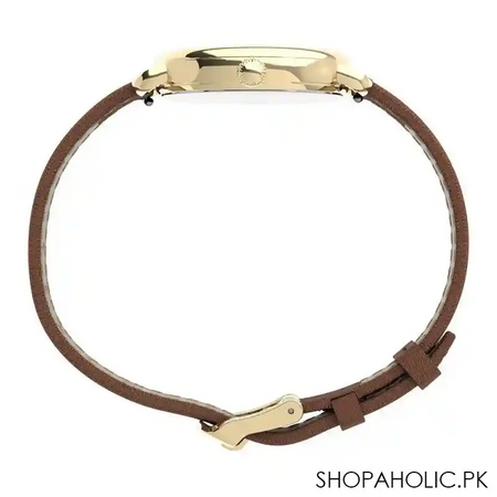 timex women's standard demi 30mm leather strap watch, golden tone, tw2u60000 image2
