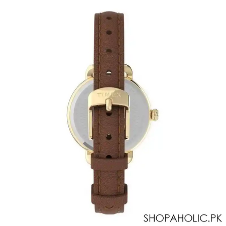 timex women's standard demi 30mm leather strap watch, golden tone, tw2u60000 image4