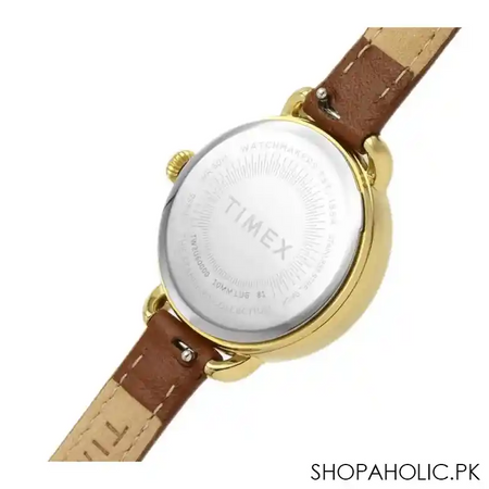 timex women's standard demi 30mm leather strap watch, golden tone, tw2u60000 image5