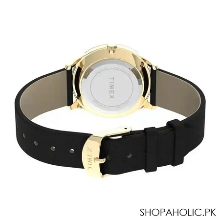 timex women's starstruck 32mm black leader strap watch, gold, tw2u57300 image2