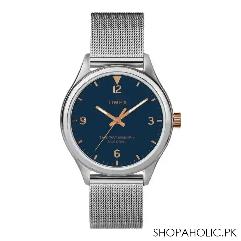 timex women's the waterbury chrome round dial with bracelet analog watch, tw2t36300 main image