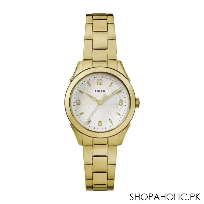 timex women's yellow gold round dial & bracelet analog watch, tw2r91400 main image