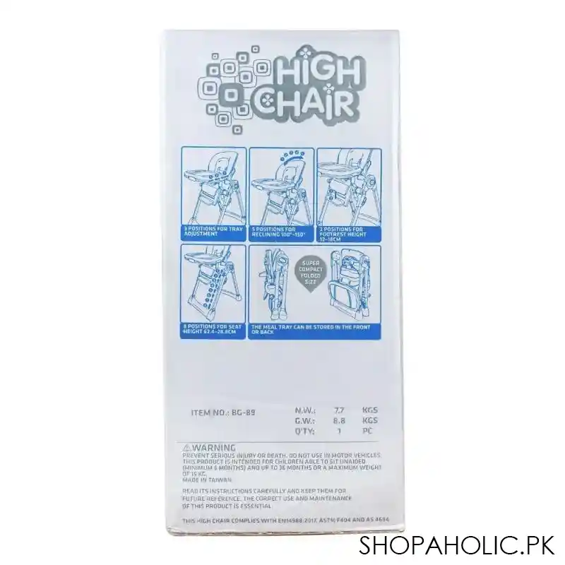tinnies baby adjustable high chair, grey, bg 89 image5
