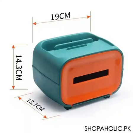 tissue box with cosmetics storage case and mobile holder image2