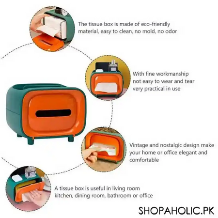 tissue box with cosmetics storage case and mobile holder image3