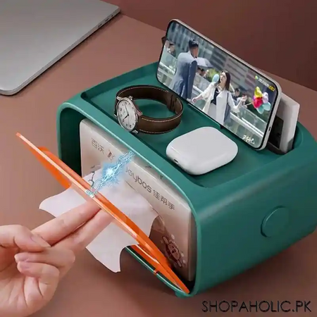 tissue box with cosmetics storage case and mobile holder image4