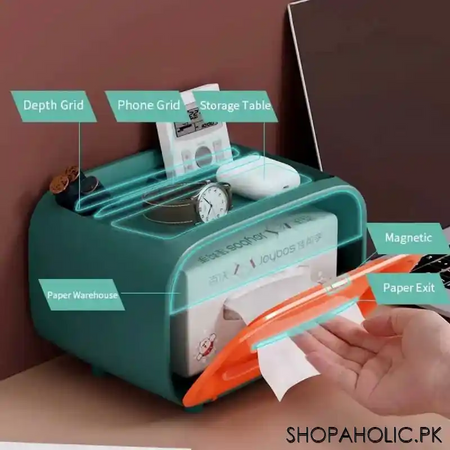 tissue box with cosmetics storage case and mobile holder image5