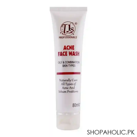 tjs professinals acne face wash, for oily & combination skin, 80ml main image