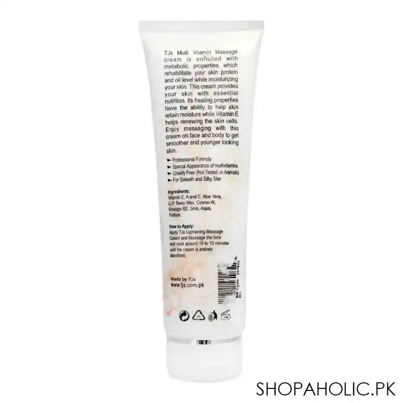 tjs professionals massage cream, alcohol free, all skin types, 120ml image2