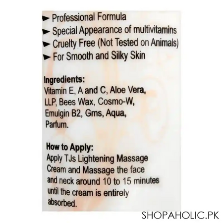 tjs professionals massage cream, alcohol free, all skin types, 120ml image3