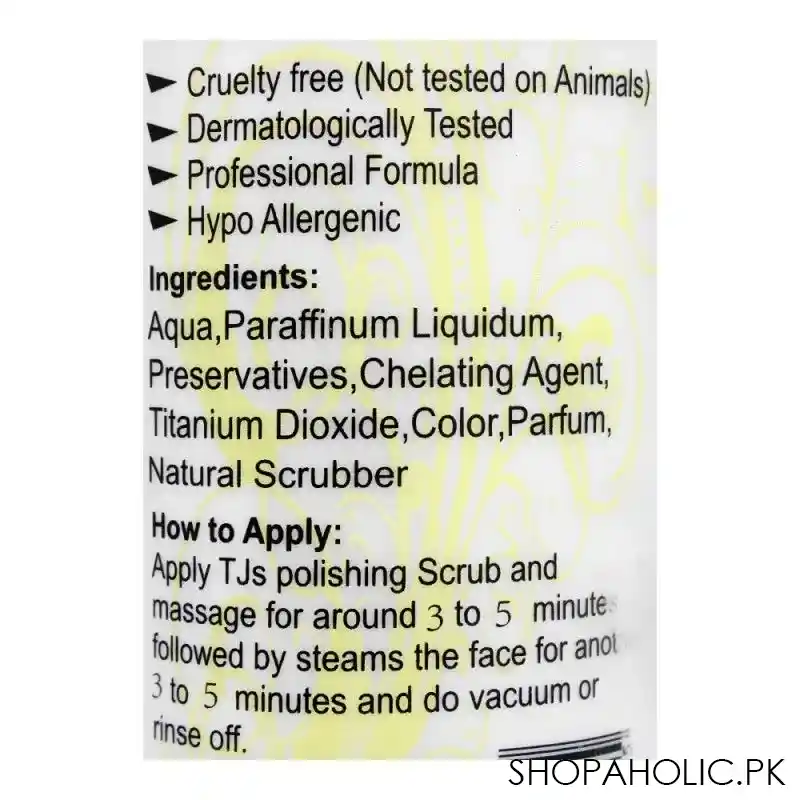 tjs professionals polishing scrub, alcohol free, all skin types, 120ml image3