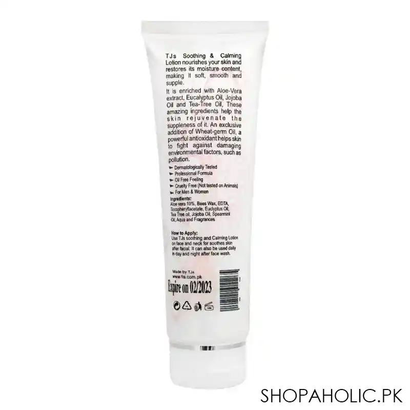 tjs professionals soothing & calming lotion, alcohol free, all skin types, 120ml image2