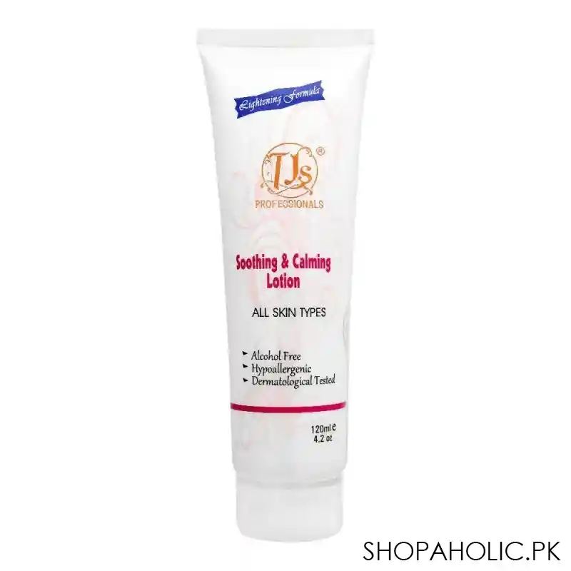 tjs professionals soothing & calming lotion, alcohol free, all skin types, 120ml main image